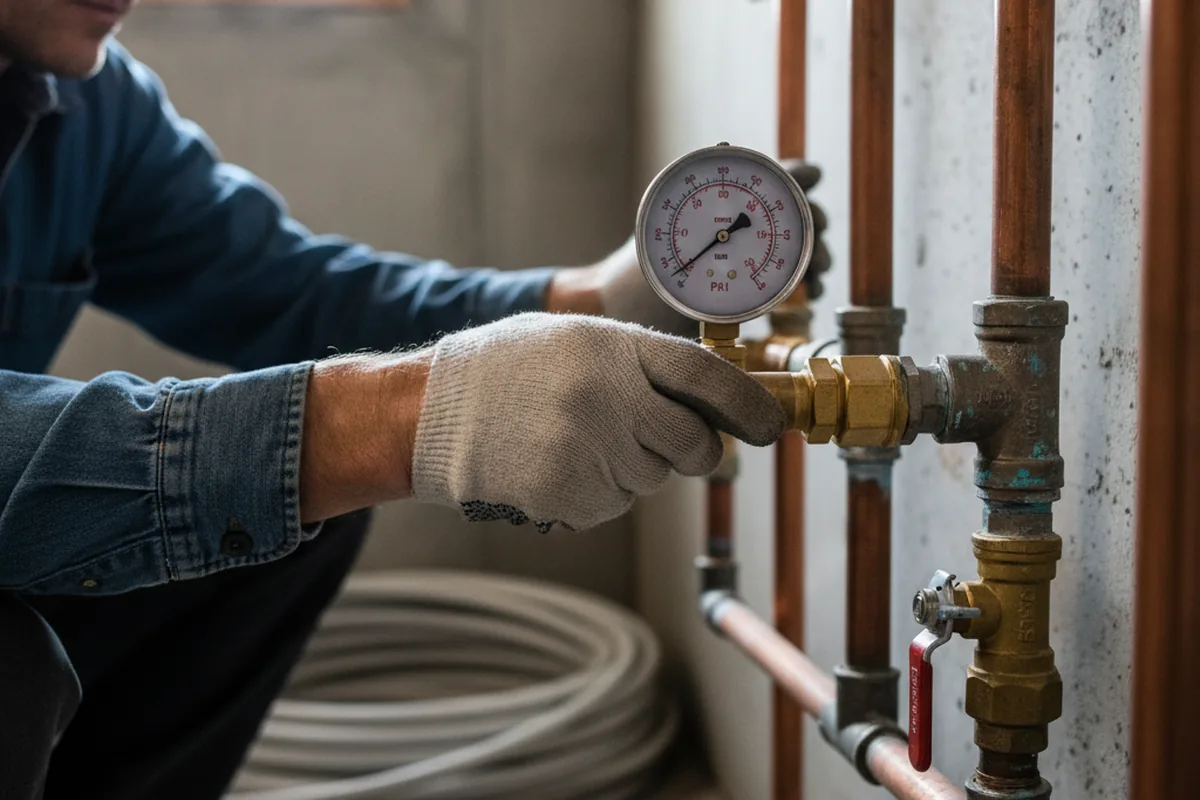 Pressure testing a repaired line during Water Line Repair in Ludowici